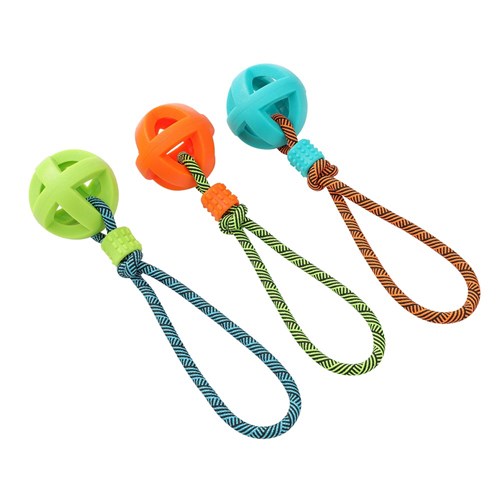 TPR BALL WITH ROPE 3 ASSTD COL