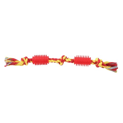 ROPE + SPIKEY RUBBER TUG TOY