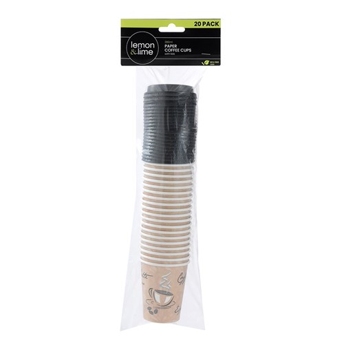 PAPER COFFEE CUPS W/LIDS 20PK