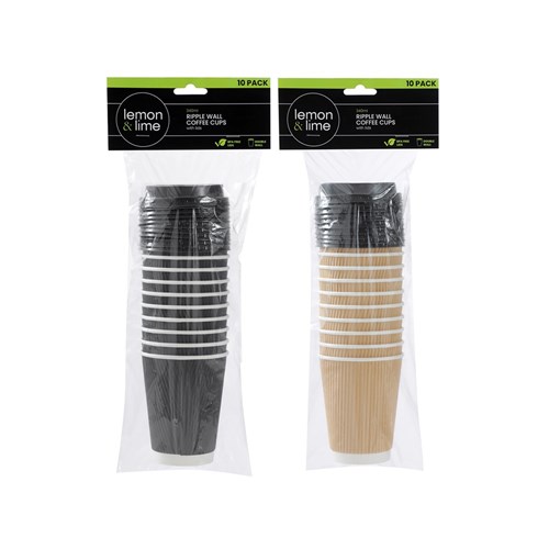 RIPPLE WALL COFFEE CUPS W/LIDS
