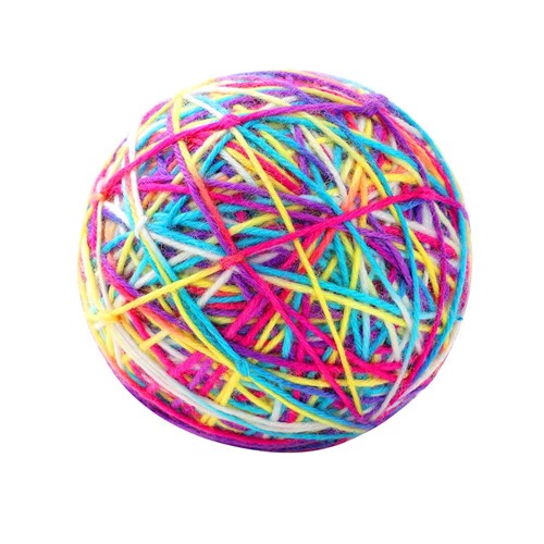 POUNCE CAT WOOL BALL W/ RATTLE