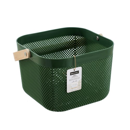 MESH PLASTIC BASKET WOOD