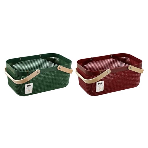 MESH PLASTIC BASKET WOOD