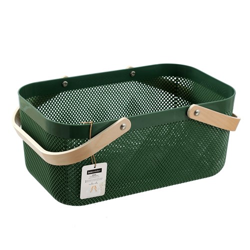 MESH PLASTIC BASKET WOOD