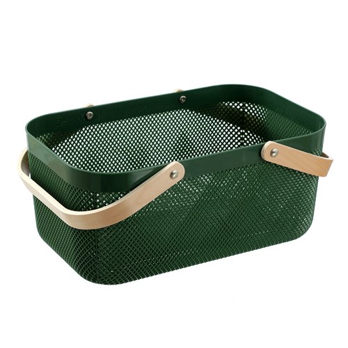 MESH PLASTIC BASKET WOOD