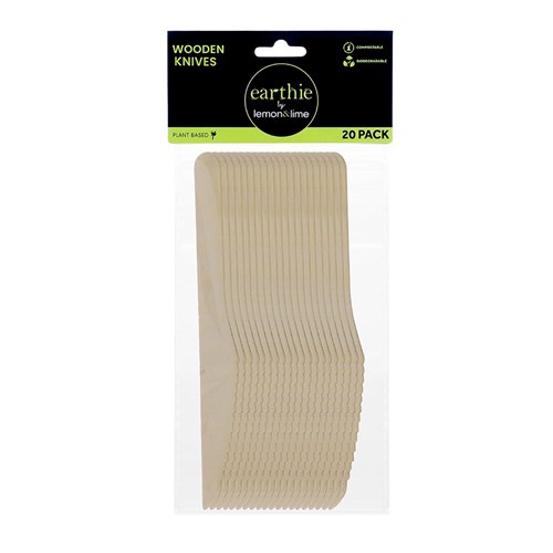 ECO WOODEN KNIVES 16.5CM 20PK