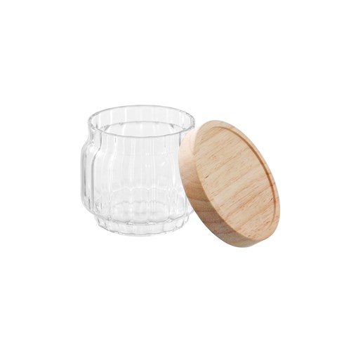 WOODEND RIBBED GLASS JAR 350ML
