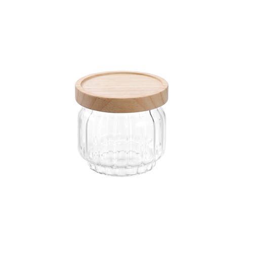 WOODEND RIBBED GLASS JAR 350ML
