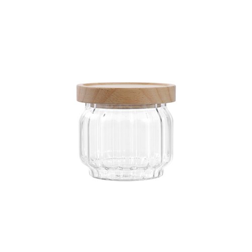 WOODEND RIBBED GLASS JAR 350ML