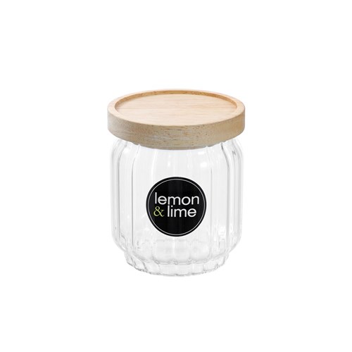 WOODEND RIBBED GLASS JAR 500ML