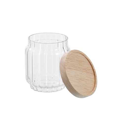 WOODEND RIBBED GLASS JAR 500ML