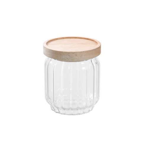 WOODEND RIBBED GLASS JAR 500ML