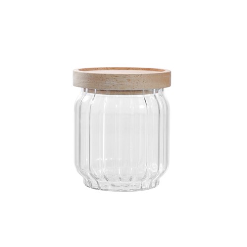 WOODEND RIBBED GLASS JAR 500ML