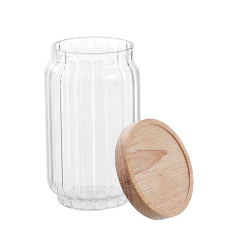 WOODEND RIBBED GLASS JAR 750ML