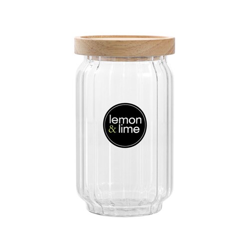 WOODEND RIBBED GLASS JAR 750ML