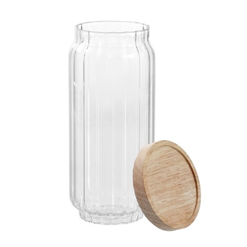 WOODEND RIBBED GLASS JAR 1L