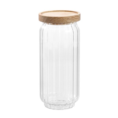 WOODEND RIBBED GLASS JAR 1L