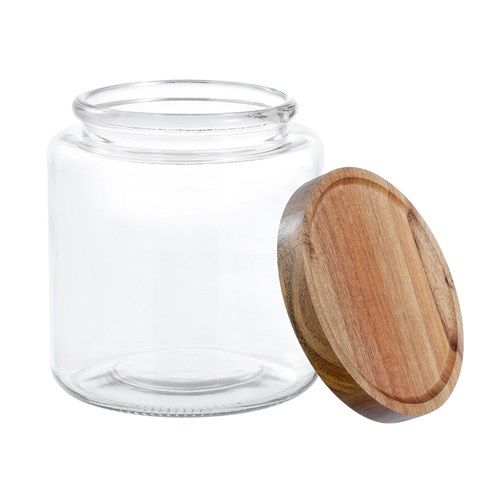 CAFE COOKIE JAR WITH WOOD LID