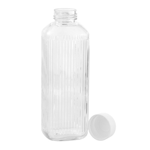 RIBBED GLASS WATER BOTTLE