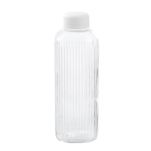 RIBBED GLASS WATER BOTTLE
