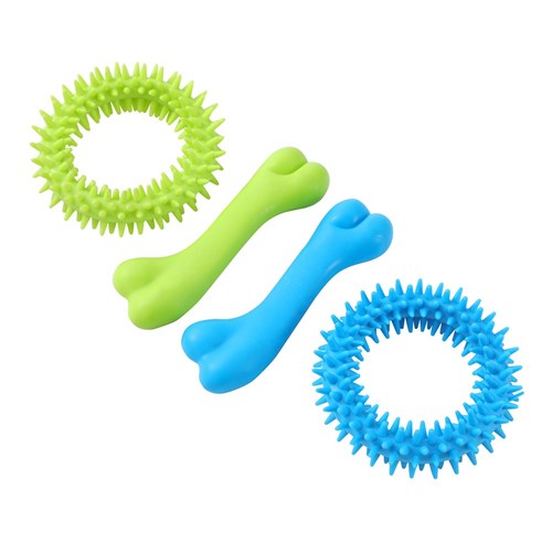 DOGGO MINI TPR BONE & RING 2PK