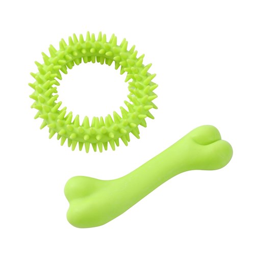 DOGGO MINI TPR BONE & RING 2PK