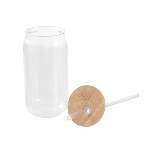 GLASS DRINK CUP + GLASS STRAW