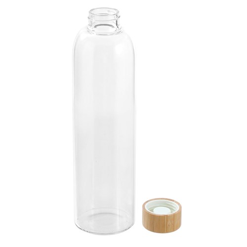 GLASS DRINK BOTTLE BAMBOO LID