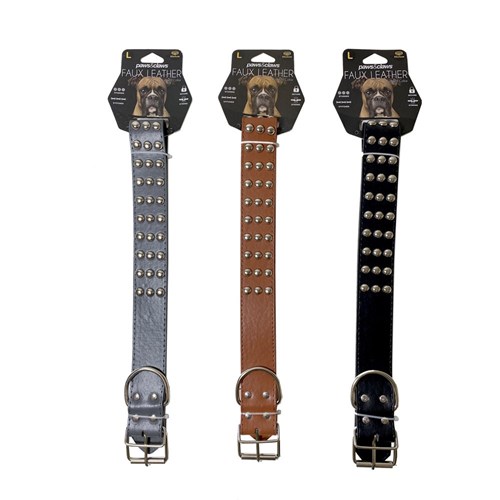 FLAT STUDDED LEATHER-LOOK