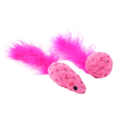 MOUSE & BALL FEATHER CAT TOY