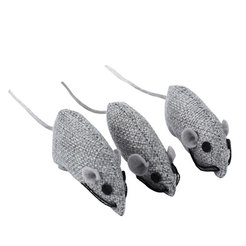 CANVAS MOUSE CAT TOY 3PK