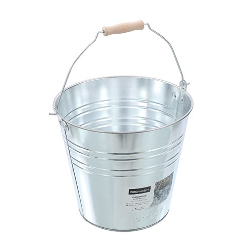 METAL BUCKET WOOD HANDLE 12L GALVANISED 30X30X27CM to United Living Wholesale